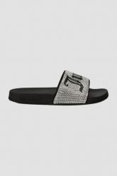 JUICY COUTURE Czarne klapki Donna Diamante Slider, Rozmiar 36. Czarne klapki Juicy Couture, bez wzorów, bez obcasa. W wyprzedaży za 179.99 zł.