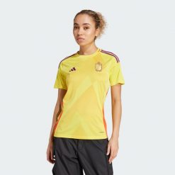 Koszulka Belgium 25 (Women's Team) Away. Żółte bluzki Adidas, s, bez wzorów, z materiału, sportowe, bez kołnierzyka, bez ramiączek. Za 449.00 zł.