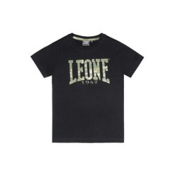 Koszulka z bawełna na czas wolny na co dzień. Czarne bluzki LEONE 1947 APPAREL, bez wzorów, z bawełny, sportowe, bez kołnierzyka, bez ramiączek. W wyprzedaży za 41.41 zł.