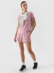 4F Spodenki dresowe damskie - różowe XL. Czerwone szorty 4f, bez wzorów, z bawełny, sportowe. W wyprzedaży za 39.99 zł.