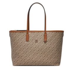 Torebka Tommy Hilfiger. Brązowe shopper TOMMY HILFIGER, bez wzorów, bez dodatków. Za 849.99 zł.