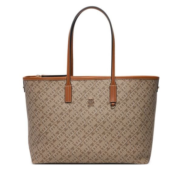 Torebka Tommy Hilfiger. Brązowe shopper TOMMY HILFIGER, bez wzorów, bez dodatków. Za 849.99 zł.