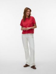 Vero Moda Koszulka w kolorze czerwonym rozmiar: L. Czerwone bluzki Vero Moda, l, bez wzorów, z bawełny, bez kołnierzyka, bez ramiączek. Za 56.79 zł.