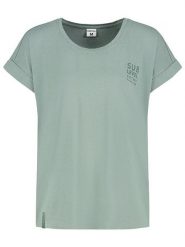 Sublevel Koszulka "Lina" w kolorze miętowym rozmiar: XS. Zielone bluzki Sublevel, xs, bez wzorów, z bawełny, bez kołnierzyka, bez ramiączek. Za 39.31 zł.