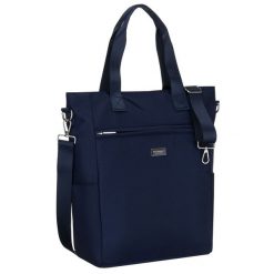 Shopperka damska w granatowym kolorze, jednokomorowa i zamykana suwakiem Peterson PTN CTY-17. Shopper Peterson, bez wzorów, bez dodatków. Za 79.99 zł.