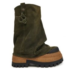 Botki Naked Wolfe. Zielone botki Naked Wolfe, bez wzorów, bez obcasa, na koturnie, bez zapięcia. Za 1,699.00 zł.