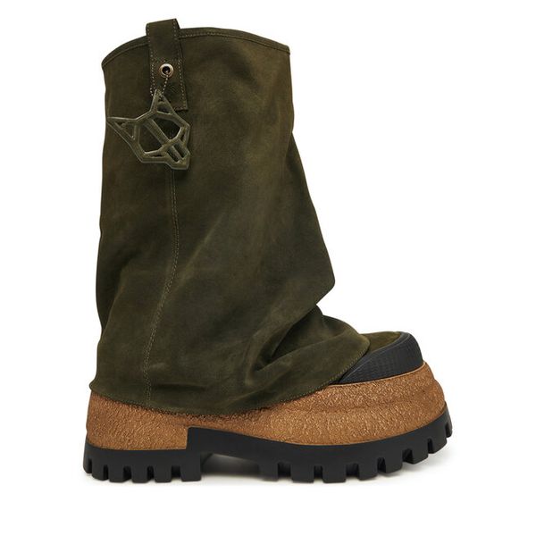 Botki Naked Wolfe. Zielone botki Naked Wolfe, bez wzorów, bez obcasa, na koturnie, bez zapięcia. Za 1,699.00 zł.