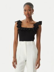 MICHAEL Michael Kors Bluzka MS661G033D Czarny Slim Fit. Czarne bluzki MICHAEL Michael Kors, xl, bez wzorów, z wiskozy, bez kołnierzyka, bez ramiączek. Za 529.99 zł.