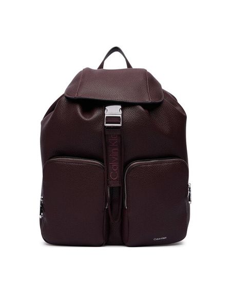 Calvin Klein Plecak Weebbing Strap Flap Backpack LV04F3645G Bordowy. Czerwone plecaki Calvin Klein, bez wzorów, ze skóry. Za 649.99 zł.