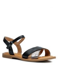 Clara Barson Sandały WS5100-19A Czarny. Czarne sandały Clara Barson, bez wzorów, ze skóry, bez obcasa, na płaskiej podeszwie, bez zapięcia. Za 39.99 zł.