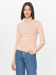Calvin Klein Jeans Golf J20J222246 Pomarańczowy Slim Fit. Brązowe golfy Calvin Klein Jeans, s, bez wzorów, z bawełny, bez ramiączek. Za 159.99 zł.