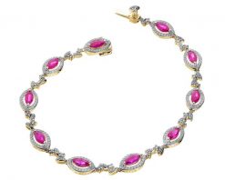 Bransoletka z żółtego złota z brylantami i rubinami - 18 cm - próba 585. Żółte bransoletki Apart, z brylantem, złote. Za 24,590.00 zł.