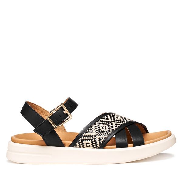 Sandały Geox. Czarne sandały Geox, bez wzorów, bez obcasa, na płaskiej podeszwie, bez zapięcia. Za 459.99 zł.