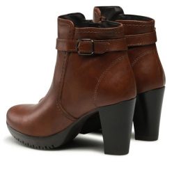 Botki Tamaris. Brązowe botki Tamaris, bez wzorów, bez obcasa, na słupku, bez zapięcia. Za 519.99 zł.