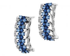 Kolczyki z białego złota z diamentami i szafirami - próba 585. Białe kolczyki Apart, z diamentem, złote. Za 5,290.00 zł.