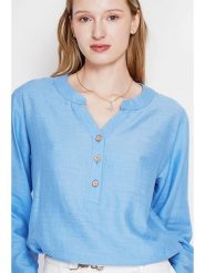 Le Jardin du Lin Lniana bluzka w kolorze błękitnym rozmiar: 34. Niebieskie bluzki Le jardin du lin, bez wzorów, ze lnu, bez kołnierzyka, bez ramiączek. Za 130.99 zł.