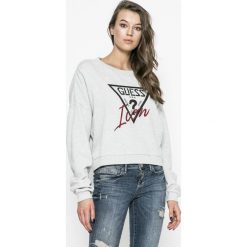 Guess Jeans - Bluza. Szare bluzy Guess Jeans, l, z nadrukiem, z bawełny, bez kaptura. W wyprzedaży za 219.90 zł.
