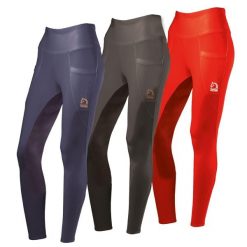 Damskie legginsy jeździeckie z pełną przyczepnością Tattini Begonia. Niebieskie legginsy TATTINI, bez wzorów, z materiału. Za 445.50 zł.