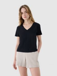 4F T-shirt oversize z modalem damski - czarny XS. Czarne t-shirty 4f, xs, bez wzorów, z bawełny, bez kołnierzyka, bez ramiączek. W wyprzedaży za 39.99 zł.