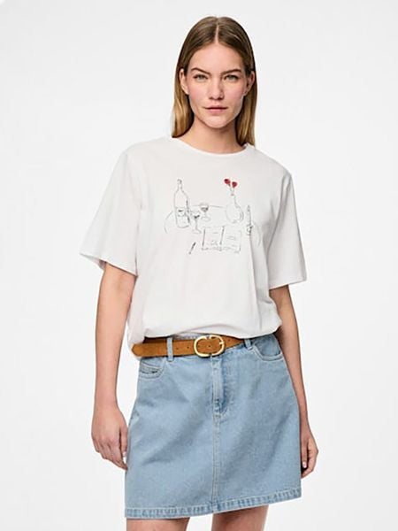 Pieces Koszulka "Signe" w kolorze białym rozmiar: XS. Białe bluzki Pieces, xs, bez wzorów, z bawełny, bez kołnierzyka, bez ramiączek. Za 69.99 zł.