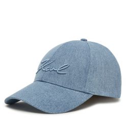 Czapka z daszkiem KARL LAGERFELD. Niebieskie czapki KARL LAGERFELD, bez wzorów. Za 209.99 zł.
