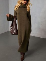 LA Angels Sukienka dzianinowa w kolorze khaki rozmiar: XL. Brązowe sukienki LA Angels, na co dzień, xl, bez wzorów, z dzianiny, bez kołnierzyka, bez ramiączek, maxi, proste. Za 217.99 zł.