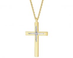Naszyjnik z żółtego złota z diamentem - krzyż - 0,004 ct - próba 585. Żółte naszyjniki Apart, z diamentem, złote. Za 2,090.00 zł.