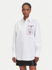 KARL LAGERFELD Koszula A3W11040 Biały Relaxed Fit. Białe koszule KARL LAGERFELD, bez wzorów, z bawełny, bez kołnierzyka, bez ramiączek. Za 1,099.00 zł.