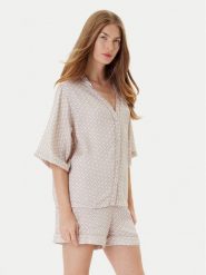BOSS Koszulka piżamowa Sateen 50545615 Beżowy Relaxed Fit. Brązowe koszule nocne Boss, xl, bez wzorów, z wiskozy, bez ramiączek. Za 329.99 zł.