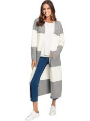 Heine Kardigan w kolorze szaro-kremowym rozmiar: 38. Brązowe kardigany Heine, bez wzorów, z wełny. Za 131.43 zł.