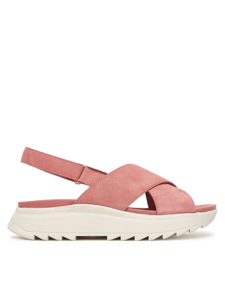 Clarks Sandały DashLite Wish 26186582 Różowy. Czerwone sandały Clarks, bez wzorów, ze skóry, bez obcasa, na płaskiej podeszwie, bez zapięcia. Za 253.99 zł.