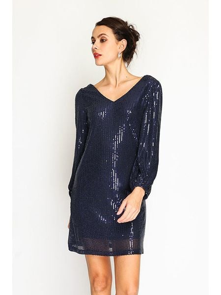 ASSUILI Sukienka w kolorze granatowym rozmiar: 38. Niebieskie sukienki Assuili, bez wzorów, klasyczne, bez kołnierzyka, bez ramiączek, mini. Za 118.28 zł.