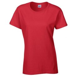 Damska Koszulka Z Grubej Bawełny. Czerwone bluzki GILDAN, xl, bez wzorów, z bawełny, sportowe, bez kołnierzyka, bez ramiączek. Za 47.99 zł.
