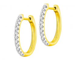 Kolczyki z żółtego złota z brylantami - koła - 0,25 ct - próba 585. Żółte kolczyki Apart, z brylantem, złote. Za 4,190.00 zł.