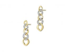 Kolczyki z żółtego złota z diamentami - 0,25 ct - próba 585. Żółte kolczyki Apart, z diamentem, złote. W wyprzedaży za 2,723.00 zł.