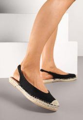 Czarne Sandały Espadryle Slingback Ozdobione Plecionką Addiena. Czarne sandały Renee, bez wzorów, eleganckie, z otwartym noskiem, bez obcasa, na płaskiej podeszwie, bez zapięcia. W wyprzedaży za 67.49 zł.