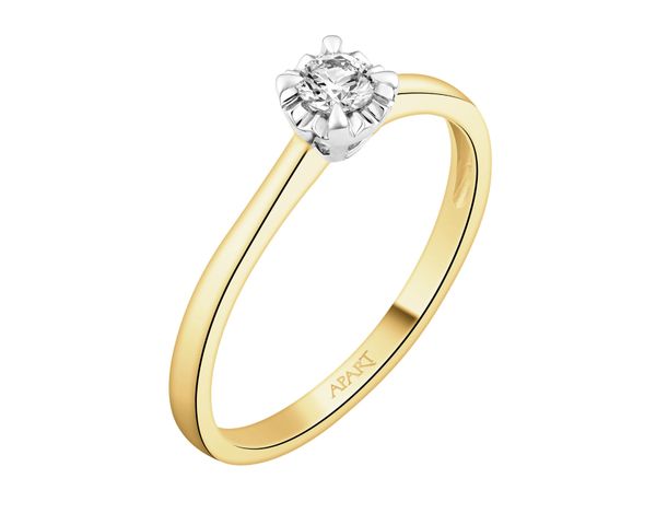 Pierścionek z żółtego i białego złota z brylantem - 0,15 ct - próba 585. Białe pierścionki Apart, z brylantem, złote. Za 3,190.00 zł.