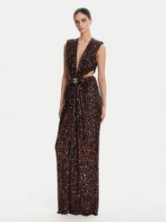 Elisabetta Franchi Sukienka wieczorowa ABR4852E2 644 Brązowy Regular Fit. Brązowe sukienki Elisabetta Franchi, bez wzorów, z syntetyku, wizytowe, bez kołnierzyka, bez ramiączek. Za 2,409.00 zł.