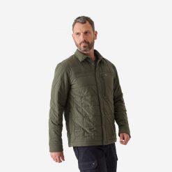 Koszula wierzchnia Solognac 500 pikowana. Zielone koszule SOLOGNAC, l, bez wzorów, z materiału, eleganckie, bez kołnierzyka, bez ramiączek. Za 199.99 zł.