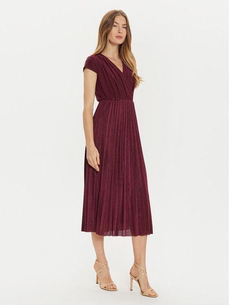 Motivi Sukienka koktajlowa 7236W001352N Bordowy Regular Fit. Czerwone sukienki Motivi, bez wzorów, z syntetyku, wizytowe, bez kołnierzyka, bez ramiączek. Za 299.99 zł.