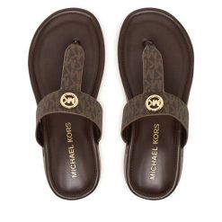 Japonki MICHAEL Michael Kors. Brązowe klapki MICHAEL Michael Kors, bez wzorów, bez obcasa. Za 479.99 zł.
