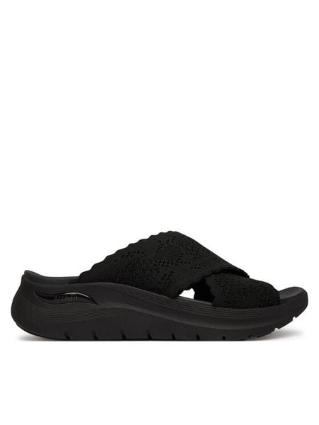 Skechers Klapki Arch Fit 2.0 164079/BBK Czarny. Czarne klapki Skechers, bez wzorów, z materiału, bez obcasa. Za 289.99 zł.