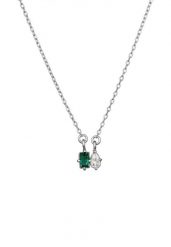 Elli PREMIUM Naszyjnik z kamieniem Damski wisiorek kropla drobny łańcuszek ogniwo Syntetyczny Szmaragd Baguette Cut Zielony 925 Sterling Silver 45 cm. Szare naszyjniki Elli PREMIUM, z cyrkonią, srebrne. Za 298.99 zł.