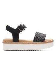 Clarks Skórzane sandały w kolorze czarnym rozmiar: 36. Czarne sandały Clarks, bez wzorów, z otwartym noskiem, bez obcasa, na koturnie, bez zapięcia. Za 214.95 zł.
