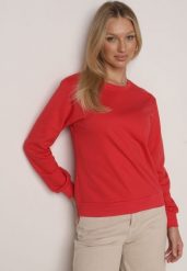 Czerwona Bluza z Bawełną Ozdobiona Ściągaczami Hilani. Czerwone bluzy sportowe Born2be, l, bez wzorów, z bawełny, bez kaptura. Za 49.99 zł.