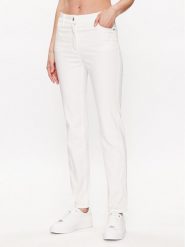 Olsen Spodnie materiałowe Mona 14000620 Biały Slim Fit. Białe spodnie materiałowe Olsen, bez wzorów, z bawełny. Za 279.99 zł.