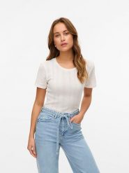 Vero Moda Koszulka w kolorze białym rozmiar: XS. Białe bluzki Vero Moda, xs, bez wzorów, z bawełny, bez kołnierzyka, bez ramiączek. Za 53.04 zł.