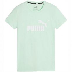 Damska Koszulka Z Logo Essential. Zielone bluzki Puma, bez wzorów, sportowe, bez kołnierzyka, bez ramiączek. Za 120.99 zł.