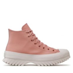 Trampki Converse. Czerwone botki Converse, bez wzorów, bez obcasa, na płaskiej podeszwie, bez zapięcia. Za 399.99 zł.