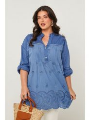 Curvy Lady Tunika w kolorze niebieskim rozmiar: 40/42. Niebieskie tuniki Curvy Lady, bez wzorów, klasyczne, bez kołnierzyka, bez ramiączek. Za 140.86 zł.